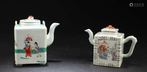 A Group of Two Chinese Fencai Porcelain Square Shaped