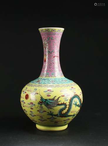 Chinese Famille Jaune Porcelain Vase