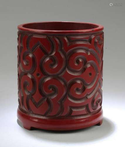 Chinese Cinnabar Lacquer Brushpot