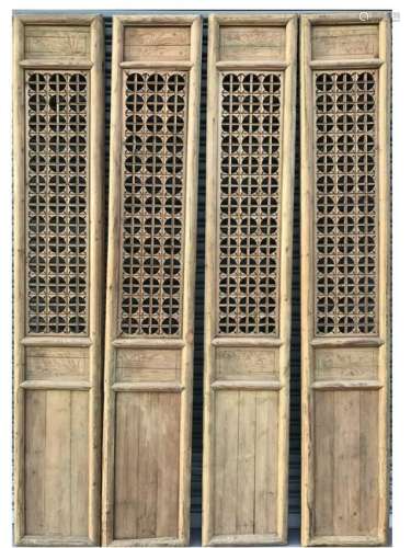 Four Large Chinese Antique Wooden Door Panel