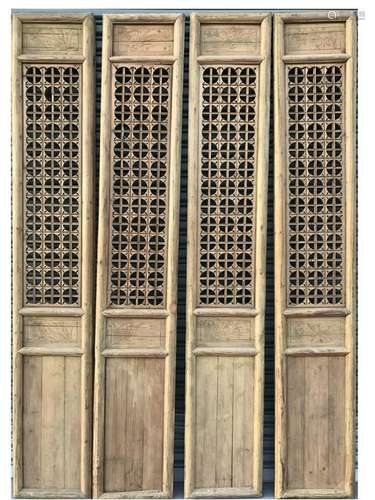 Four Large Chinese Antique Wooden Door Panel