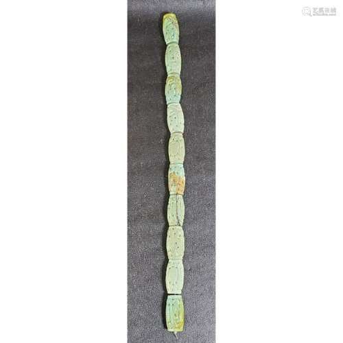 String Of 10 Chinese Turquoise Barrel Beads