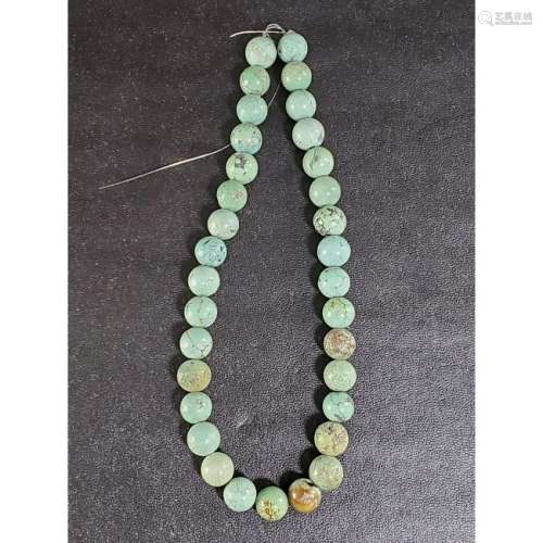 String Of  Chinese Turquoise Barrel Beads