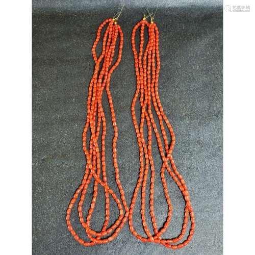 Pr Of Chinese Coral Necklace 87 Grams