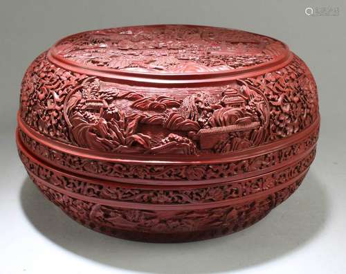 A Chinese Cinnabar Lacquer Round Container