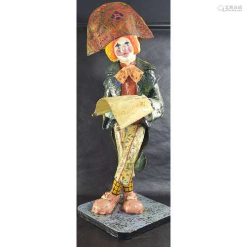 Signed Paper Mache Clown By Oskar Raoul Signed 205/1000