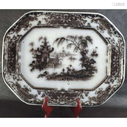 Antique Corean Mulberry Platter Asian Motif