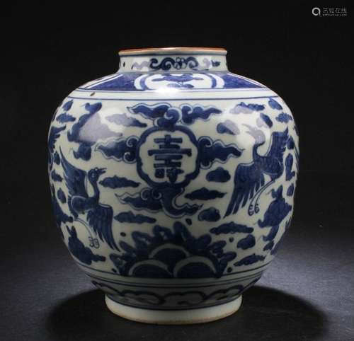 Chinese Blue & White Porcelain Jar