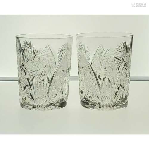 ABP Pitkins & Brooks Cut Glass Whiskey Tumblers