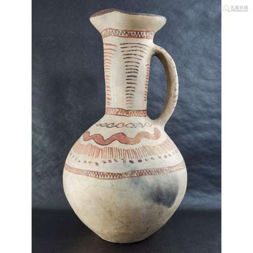 Lg Antique Native American Pottery Pitcher Polychrome