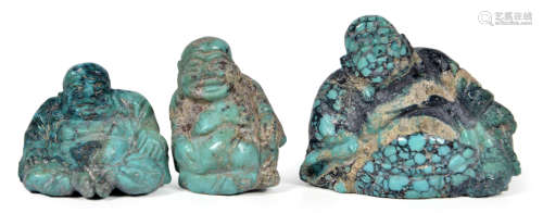 綠松石雕佛像三件