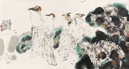 王西京（b.1946） 2002年作 一览众山小 镜心 设色纸本