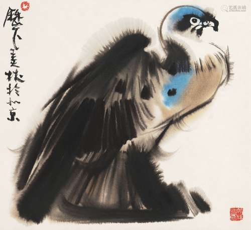 韩美林（b.1936） 鹰 镜心 设色纸本