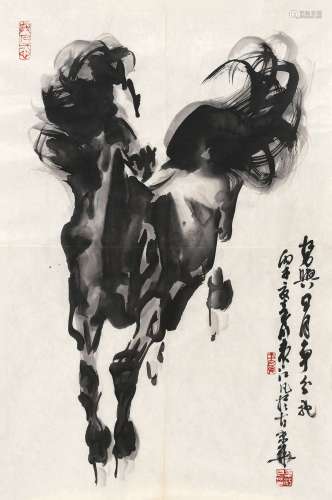 韦江凡（1922～2016） 1996年作 势与日月争分驰 镜心 水墨纸本
