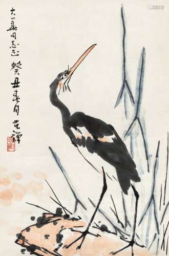 李苦禅（1899～1983） 1973年作 水禽图 镜心 设色纸本