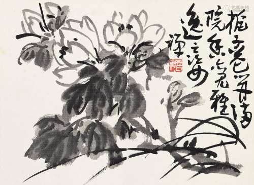 李苦禅（1899～1983） 栀子花 水墨纸本 卡纸