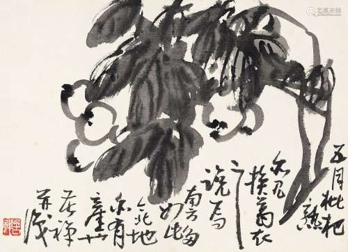 李苦禅（1899～1983） 五月枇杷 水墨纸本 卡纸