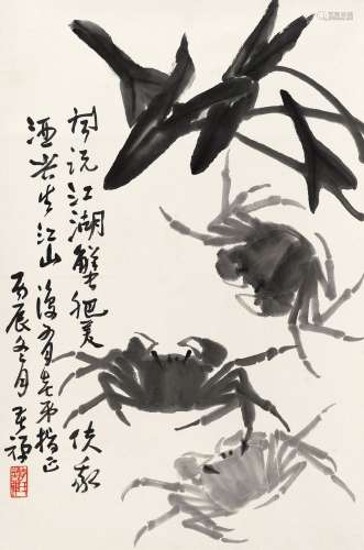李苦禅（1899～1983） 1976年作 使我酒兴生江山 立轴 水墨纸本