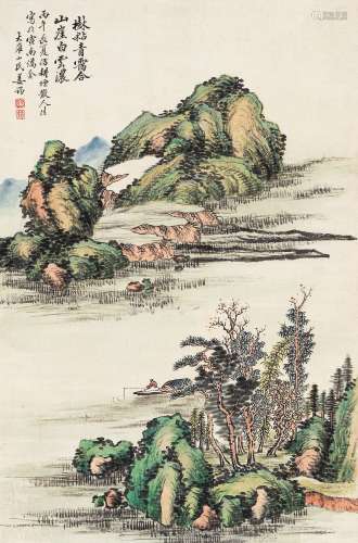 姜筠（1847～1919） 1906年作 仿耕烟散人法 立轴 设色纸本