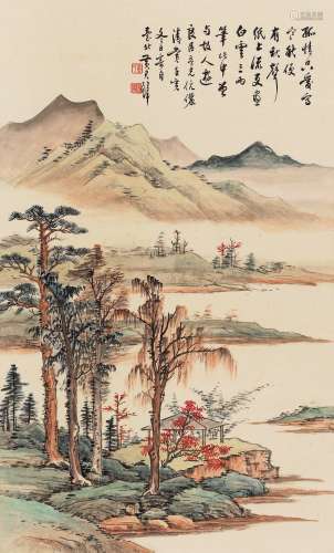 黄君璧（1898～1991） 1962年作 秋声纸上流 立轴 设色纸本