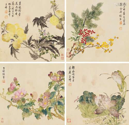 张熊（1803～1886） 天工妍春色 册页 设色纸本