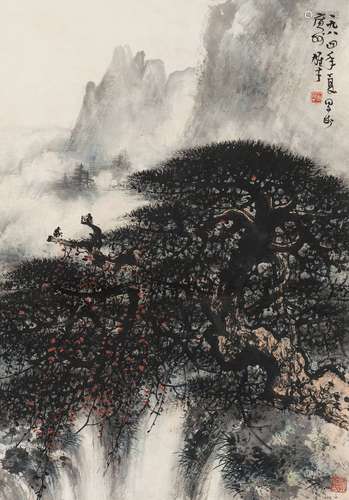 黎雄才（1910～2001） 1984年作 苍松 立轴 设色纸本