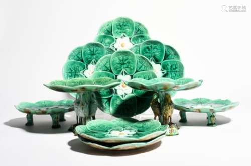 A Majolica part dessert service 19th century, probably Adams & Bromley, comprising six plates