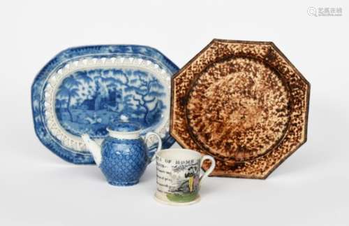 A small collection of English pearlware and creamware, c.1770 and later, including an octagonal