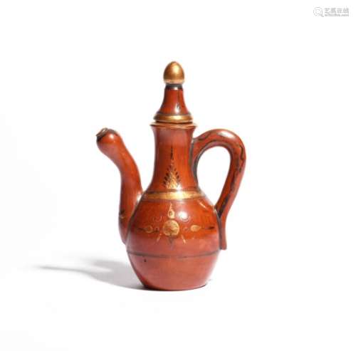 A Tophane (Turkey) hot water jug or small coffee pot and cover late 19th century, of pear shape, the