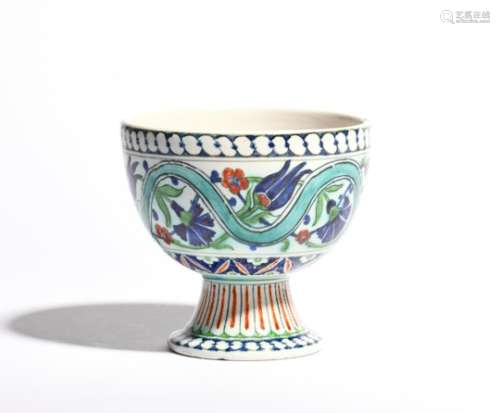 A Cantagalli Iznik-style footed bowl late 19th/early 20th century, painted in a traditional