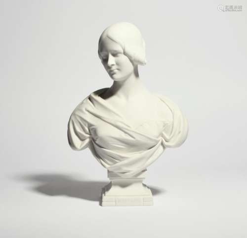 A Minton Parian bust of Jenny Lind mid 19th century, modelled by Samuel Joseph, her head turned