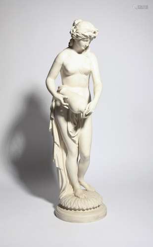 A massive Minton Parian figure of a water carrier c.1873, modelled as a Classical maiden loosely