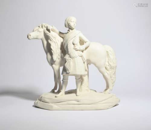 A Minton Parian figure of Prince Alfred with a pony c.1862, modelled by Baron Carlo Marochetti,