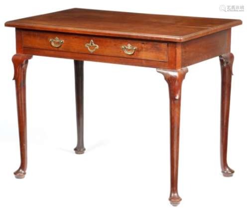 A George II mahogany chamber table, the rectangular top with a full caddy moulded edge, above a
