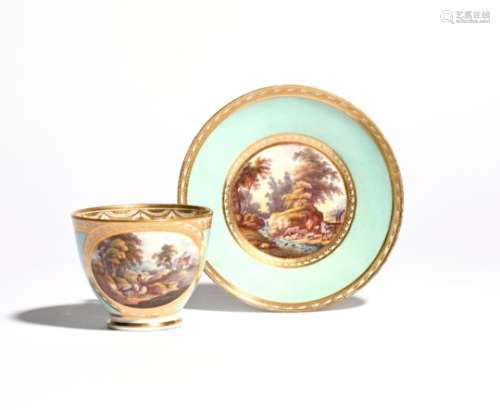 A good Derby cup and saucer c.1815-20, well painted probably by Robert Brewer, the saucer with a