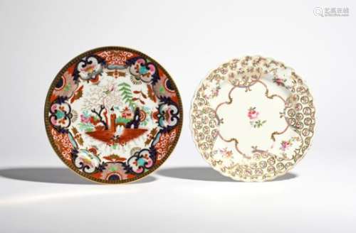 Two English porcelain plates late 18th/early 19th century, one Flight, Barr & Barr Worcester,