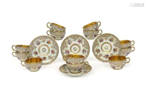 A Russian porcelain part tea service Imperial factory, St Petersburg, Nicholas I period, painted