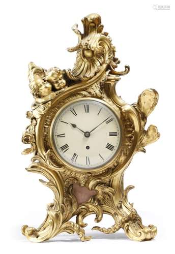 An ormolu mantel clock in Louis XV style, the eight day brass movement by Dent, the backplate