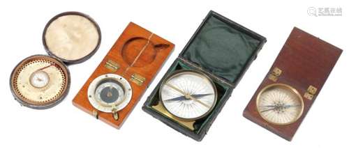 λ A Victorian brass pocket clinometer compass by L. Casella, the back engraved 'N. E. CO.', in a