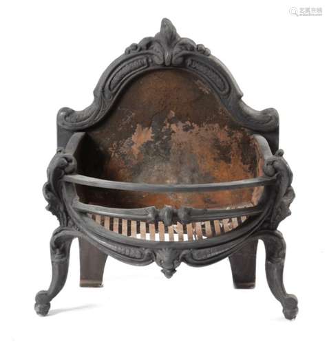 A cast iron fire grate in William IV style by Acquisitions Fireplaces Ltd, with scroll and leaf