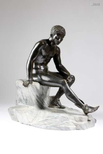 After the antique. A large late 19th century Italian Neapolitan bronze Grand Tour figure of Mercury,