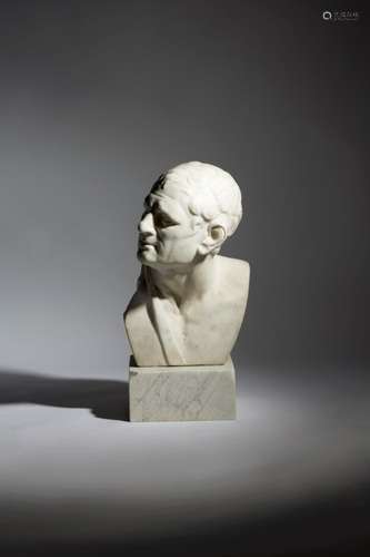 After the antique. A late 18th century Italian carved marble Grand Tour bust of Lysimachus, on later