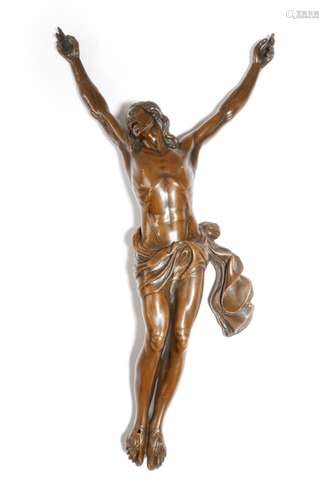 A bronzed metal alloy Corpus Christi, 29.5cm high.