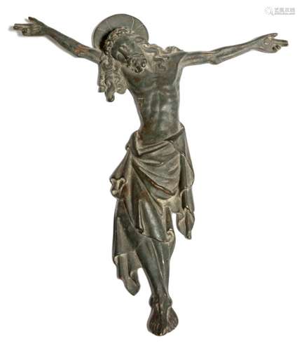 A cast patinated bronze Corpus Christi, possibly Flemish or German, 17th / 18th century, 22.3cm