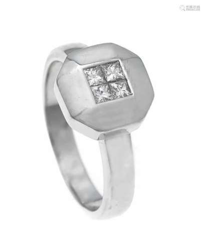 Diamant-Ring WG 750/000 mit 4 Prinzess-Diamanten, zus. 0,20 ct. TW-W/VS-SI, RG 55, 5,2 g