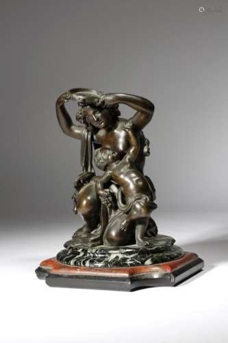 After Claude Michel called Clodion (French 1738-1814). A 19th century Bacchanalian bronze group of a