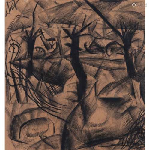 Otto Dix (1891-1969), Tümfel, 1916, Fusain sur papier brun, Signé du monogramme en [...]