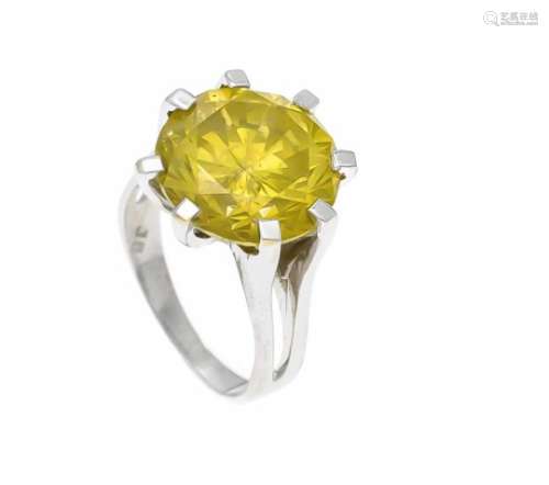 Brillant-Ring WG 750/000 mit einem Brillanten 12,30 ct FancyYellow/SI, Cut, Symmetrie,Polish