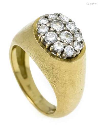 Brillant-Ring GG 750/000 mit 12 Brillanten, zus. 0,80 ct punziert W/VS-SI, RG 52, 9,5 g