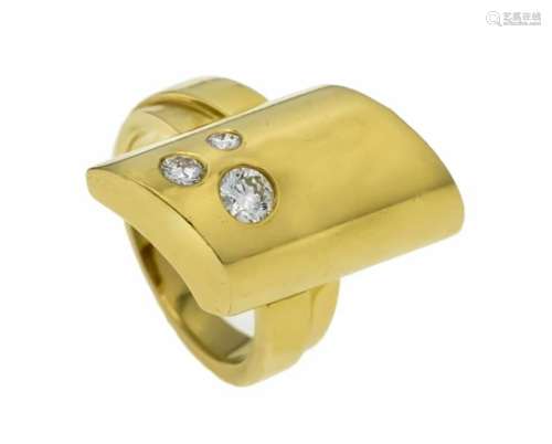 Brillant-Ring GG 750/000 mit 3 Brillanten, zus. 0,61 ct FeinesWeiß-Weiß (G-H)/VVS-VS, RG58, 18,78 g,